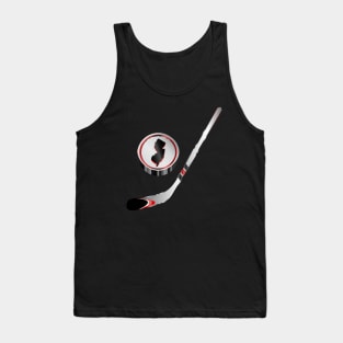 NHL - NJ  Silver White Red Black Stick and Puck Tank Top